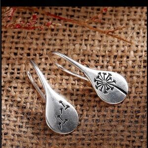 Elegant Silver Dandelion Drop Earrings